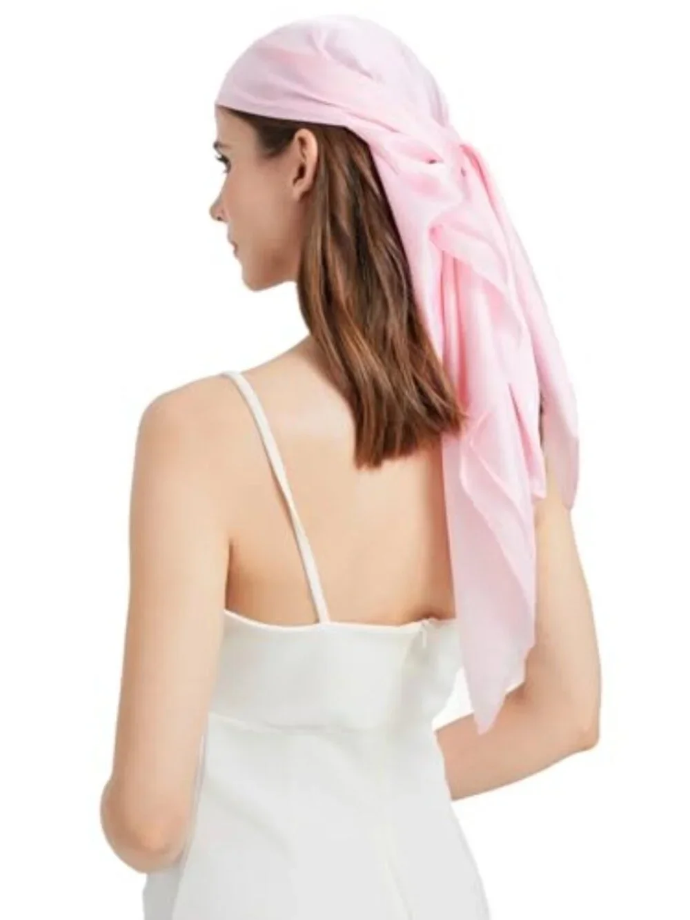 100% Mulberry Silk 35'' Square Head Scarf for Hair Wraps & Neck Ties
